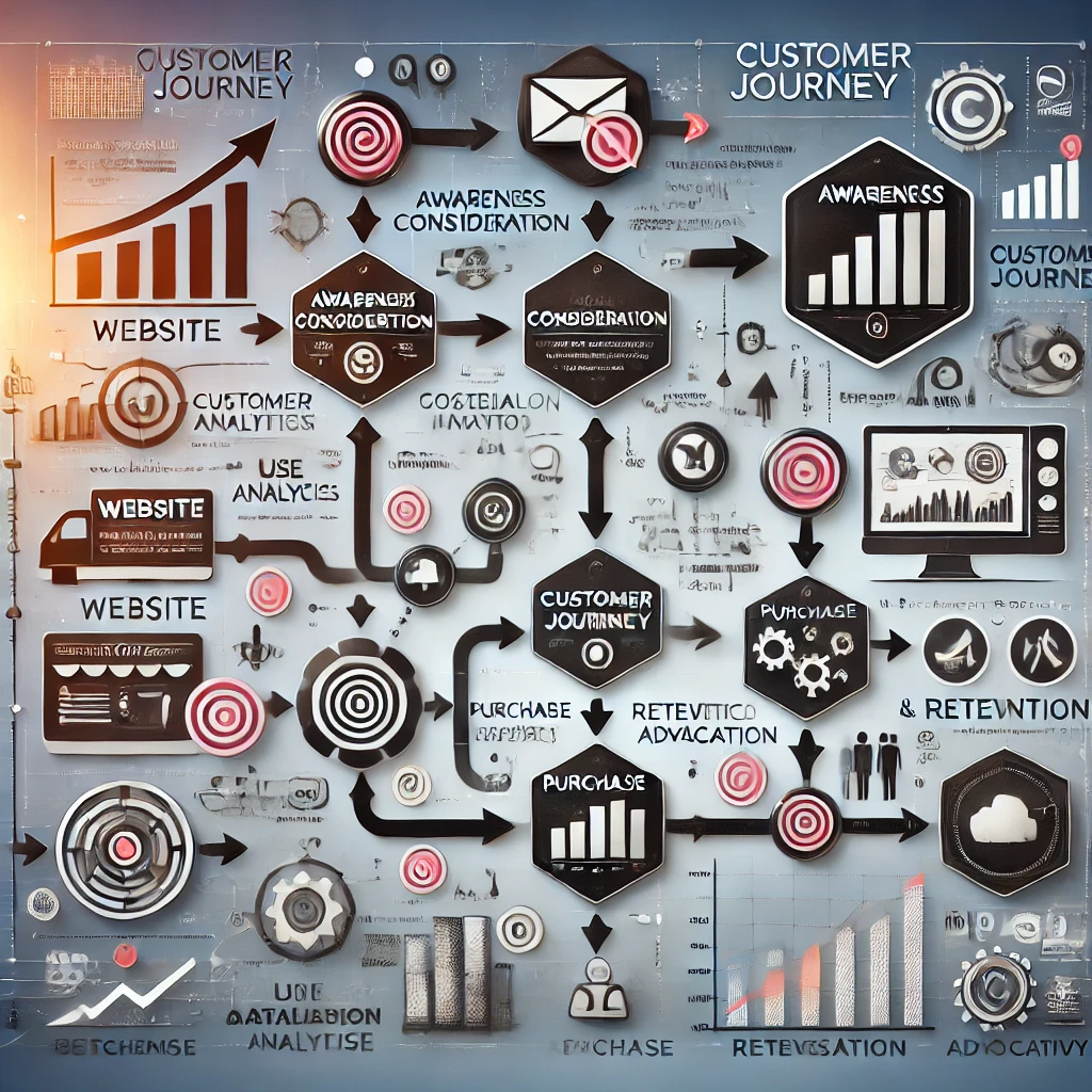 DALL·E-2024-12-06-17.49.02-An-image-representing-a-dynamic-customer-journey-map.-The-visual-includes-a-flowchart-style-design-with-multiple-touchpoints-like-website-social-medi Dynamic Customer Journey Map: Enhance Your Customer